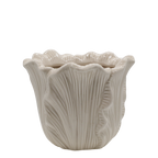 FIORIERA IN MAIOLICA CON FOGLIE CHIC ANTIQUE