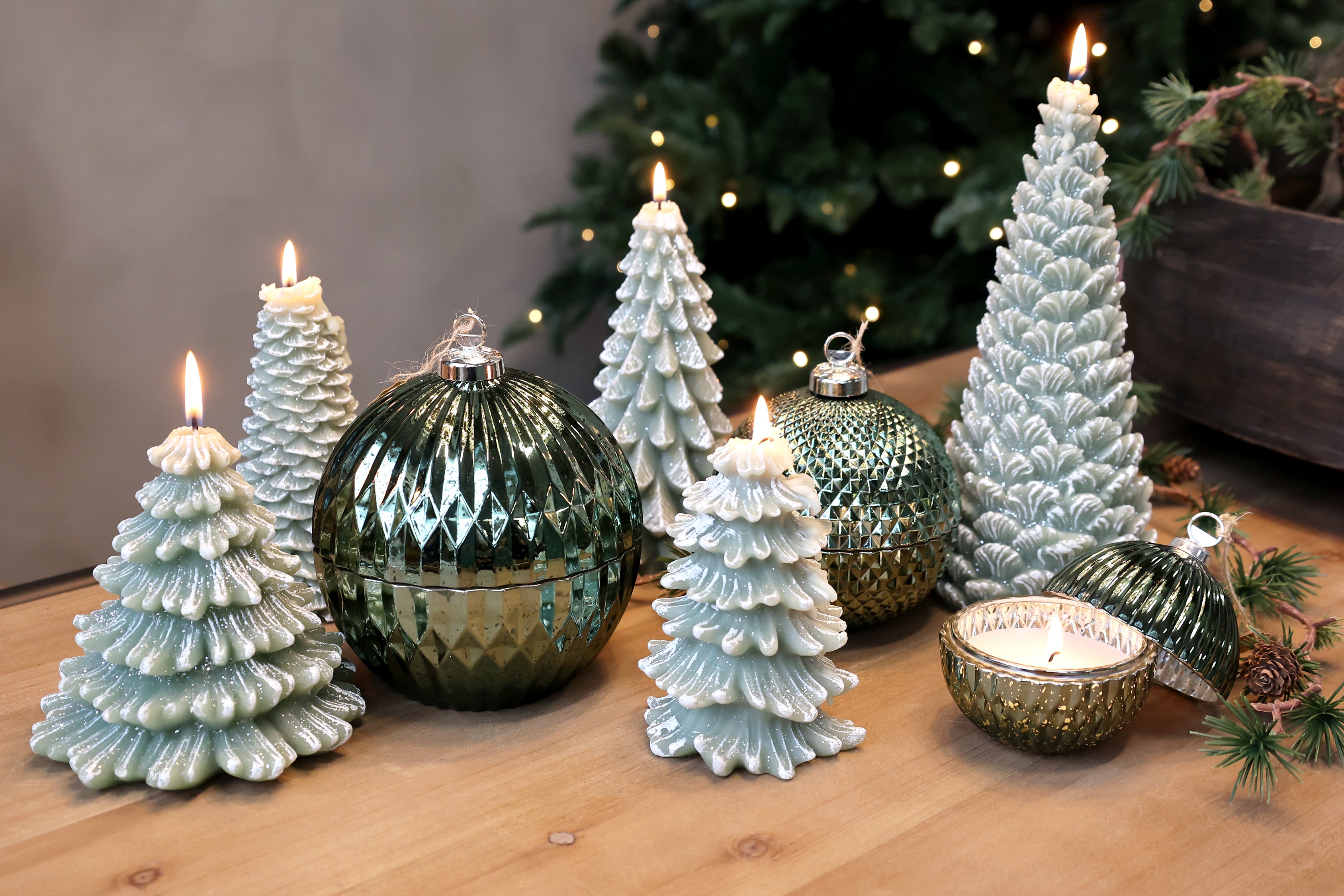 CANDELA PALLINA DI NATALE VERDE CHIC ANTIQUE