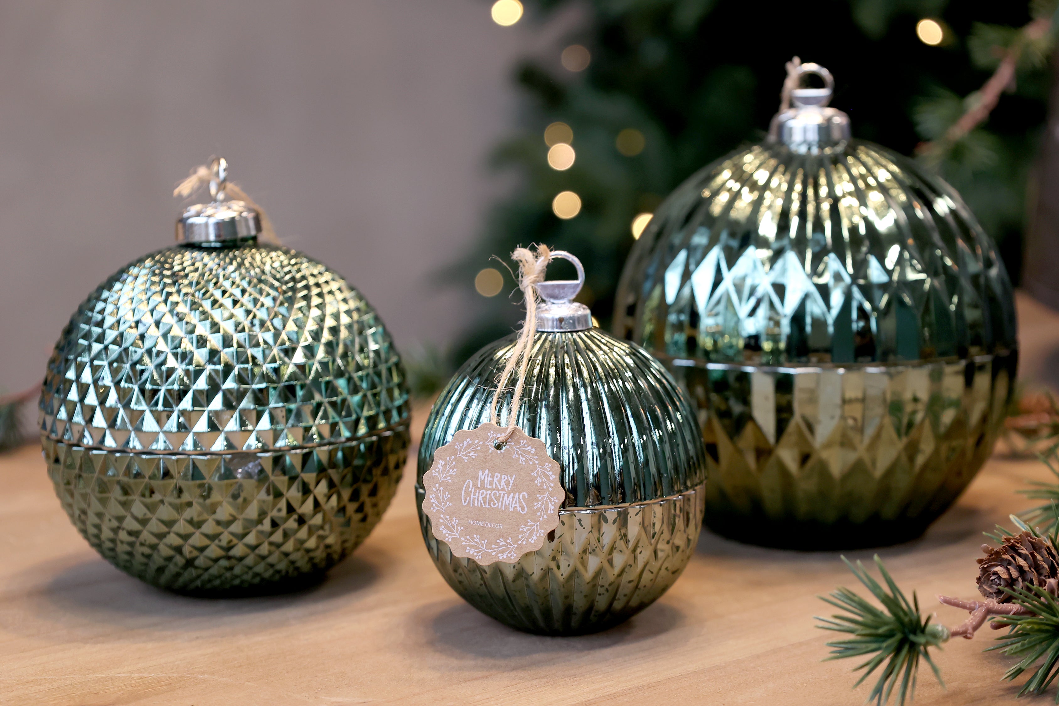 CANDELA PALLINA DI NATALE VERDE CHIC ANTIQUE