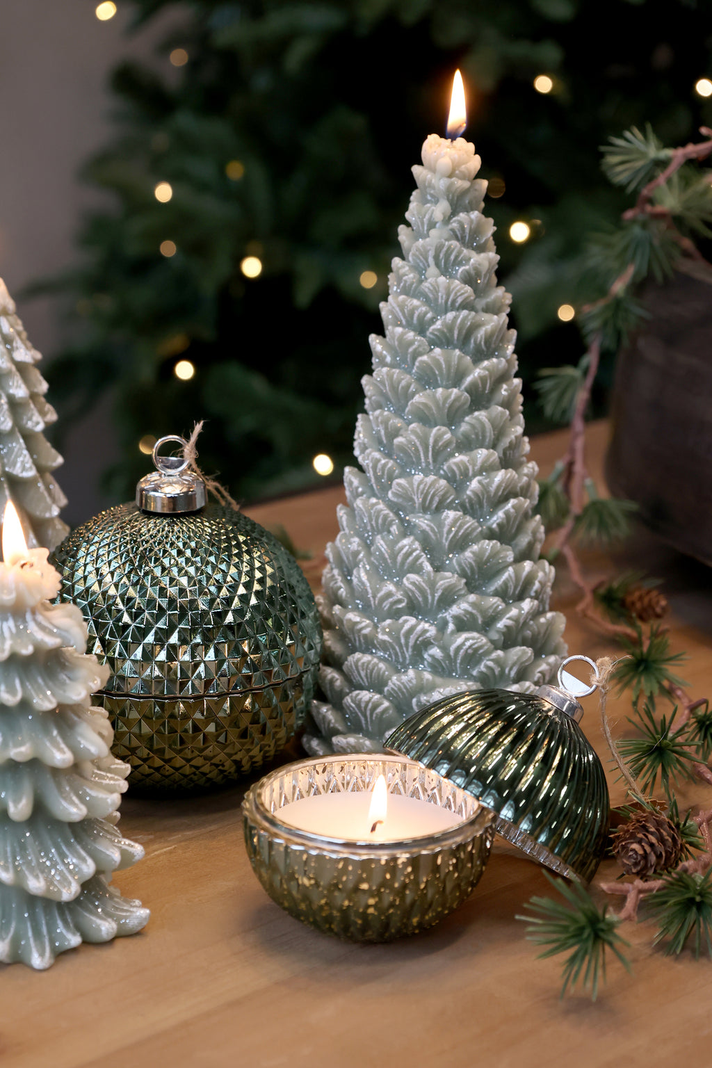 CANDELA PALLINA DI NATALE VERDE CHIC ANTIQUE