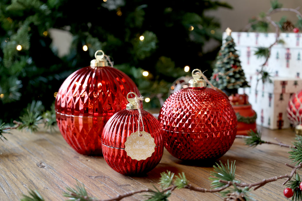 CANDELA PALLINA DI NATALE ROSSA CHIC ANTIQUE