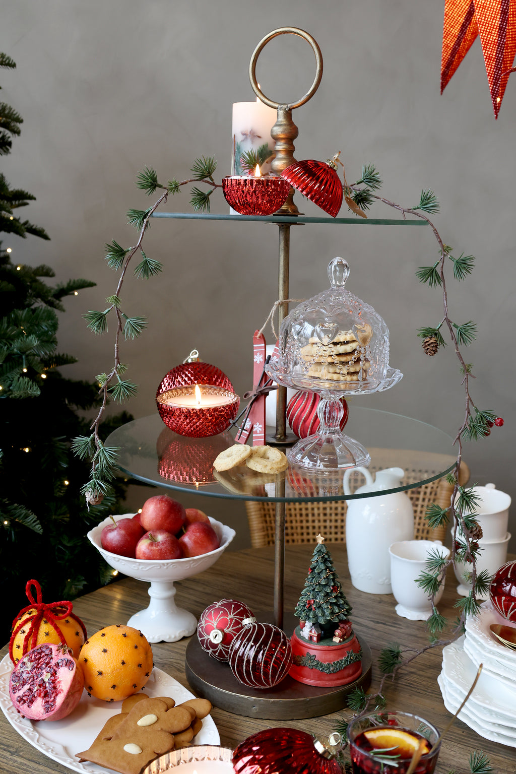 CANDELA PALLINA DI NATALE ROSSA CHIC ANTIQUE