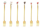 FORCHETTA DA DESSERT NATALIZIA DORATA 14 CM SET DA 6 PEZZI ISABELLE ROSE