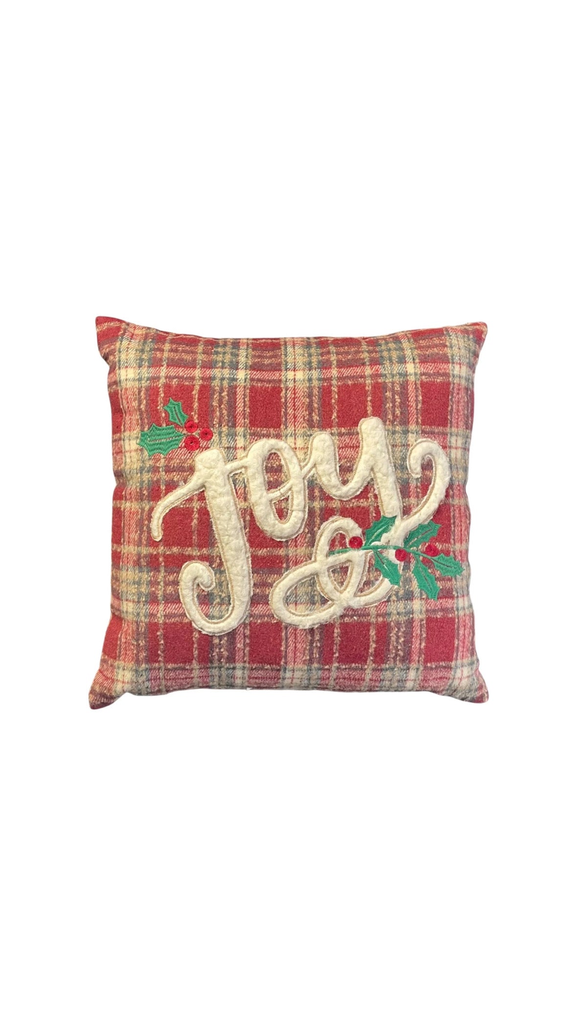 CUSCINO NATALIZIO CON RICAMO JOY "COTTAGE" 45x45 CM - CLODETTE