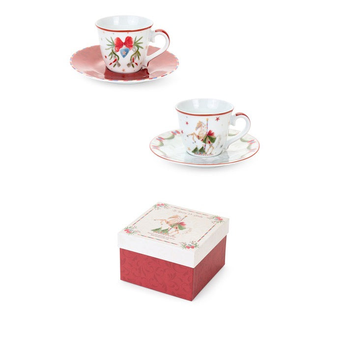 SET 2 TAZZINE CON PIATTINO 90ML LA GIOSTRA DI AMELIE - NUVOLE DI STOFFA