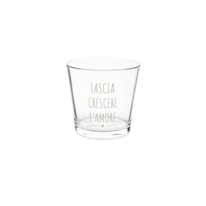 VASO IN VETRO "LASCIA CRESCERE L'AMORE" 13.5x12.5 CM - NUVOLE DI STOFFA