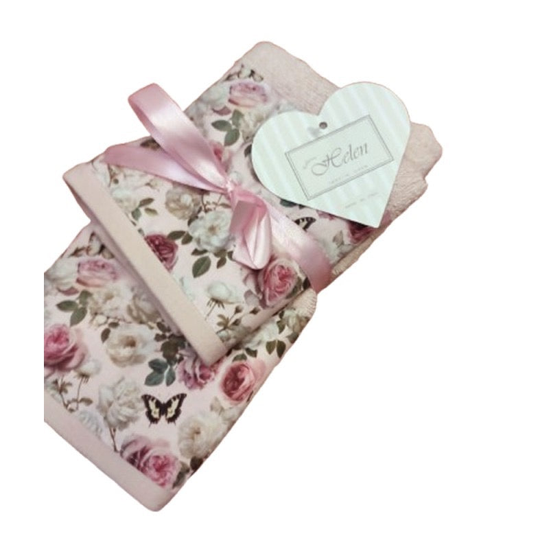 COPPIA SPUGNA ASCIUGAMANO + OSPITE PEONIA ROSA - HELEN