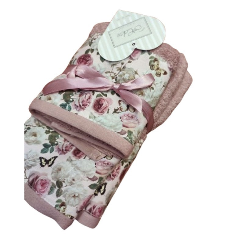 COPPIA SPUGNA ASCIUGAMANO + OSPITE PEONIA MALVA - HELEN