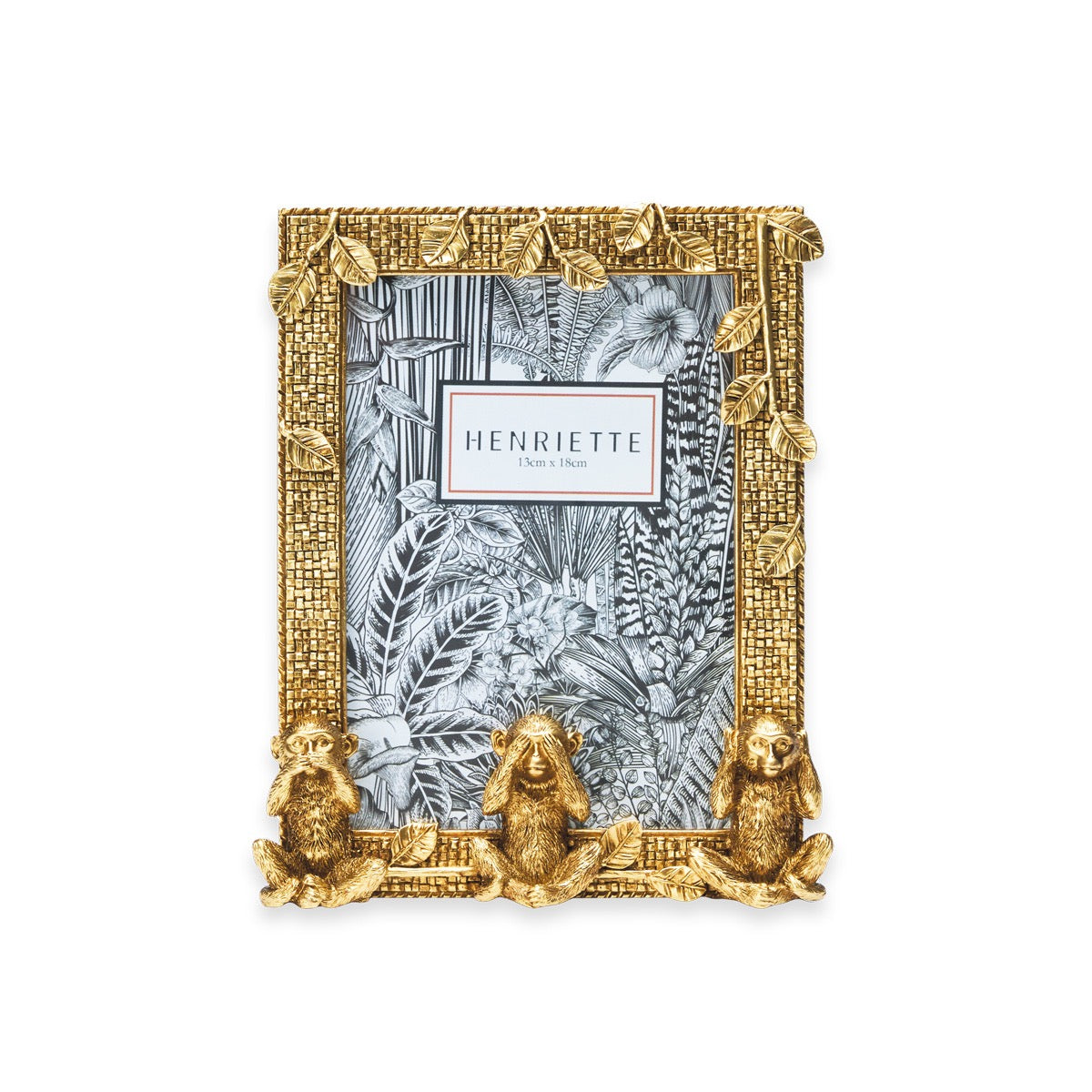 CORNICE 3 SCIMMIETTE ORO 18x21,5(13x18) JUNGLE HENRIETTE