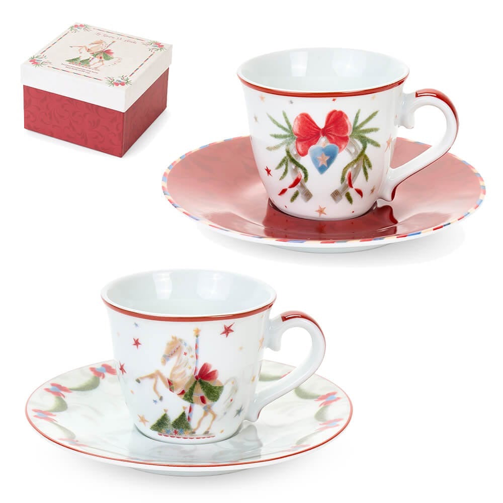 SET 2 TAZZINE CON PIATTINO 90ML LA GIOSTRA DI AMELIE - NUVOLE DI STOFFA