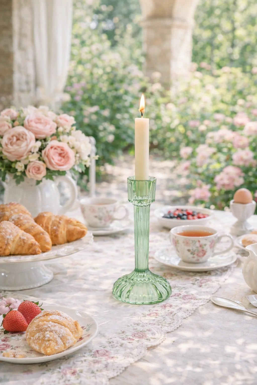 CANDELIERE IN VETRO VERDE D.7.4x15.4 CM - NUVOLE DI STOFFA