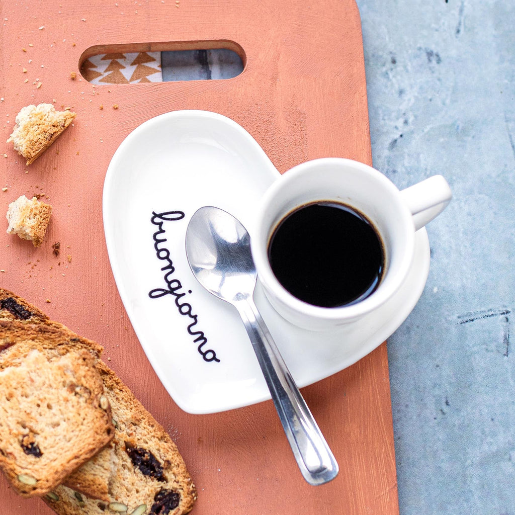 2 PIATTINI PER TAZZINE A CUORE "BUONGIORNO" - SIMPLE DAY