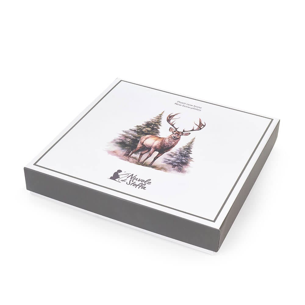 SET 2 PIATTI CON CERVO CON SCATOLA 20.3 CM BOSCO INCANTATO - NUVOLE DI STOFFA