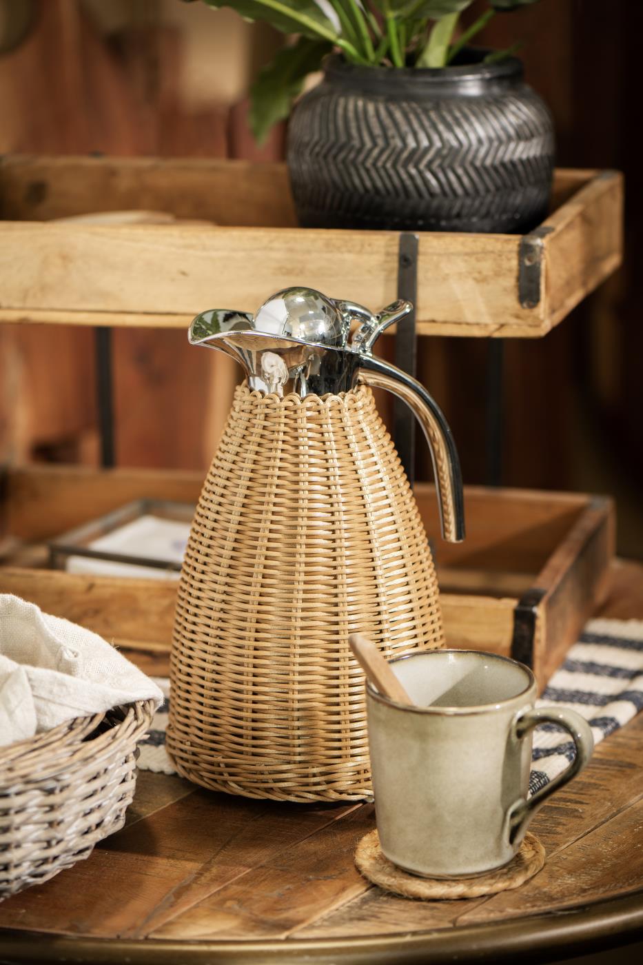 THERMOS MARRONE POLYRATTAN TESSUTO A MANO 1,5 L IB LAURSEN