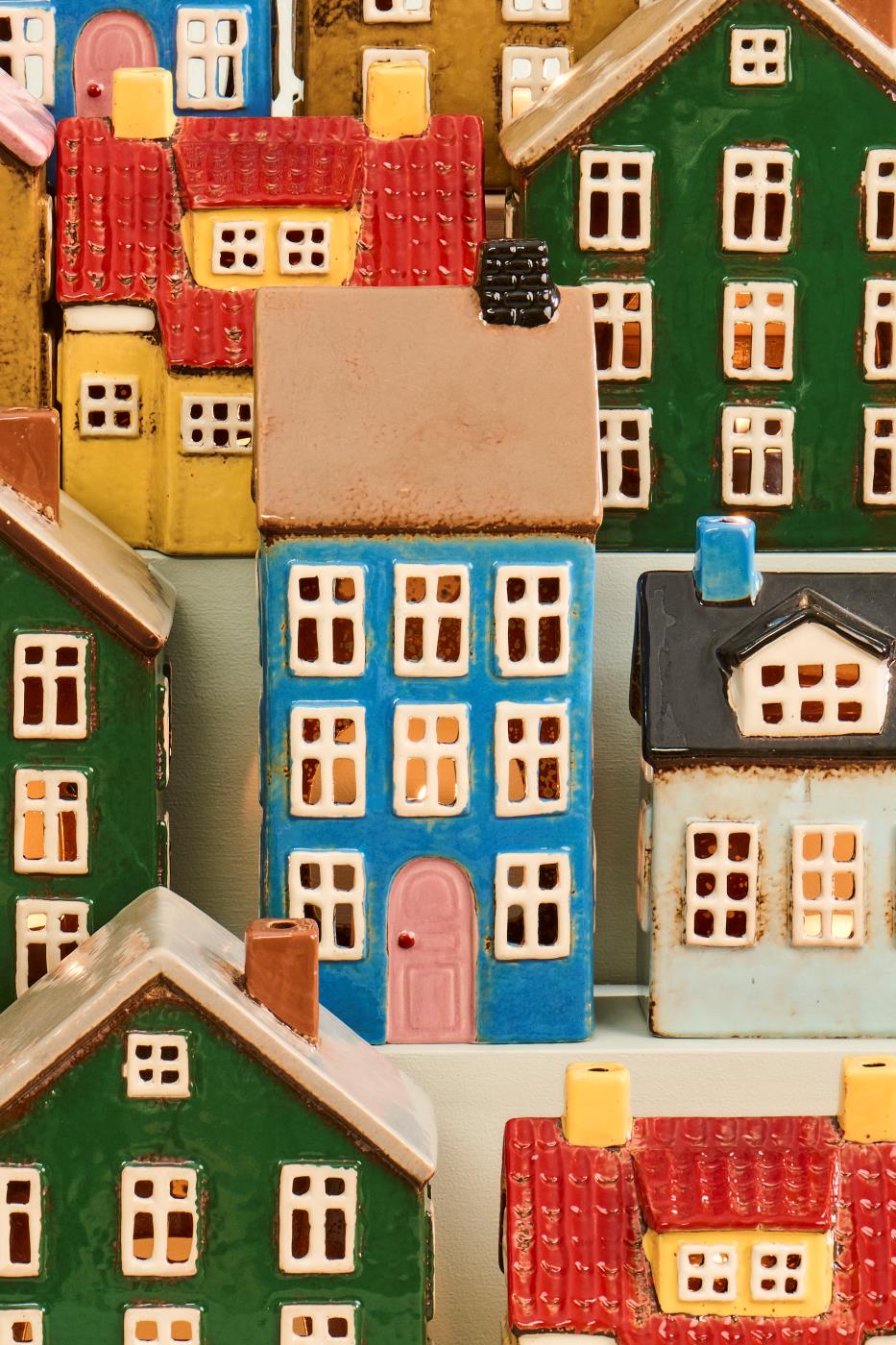 CASA F/TEALIGHT VERTICALE BLU IN CERAMICA IB LAURSEN