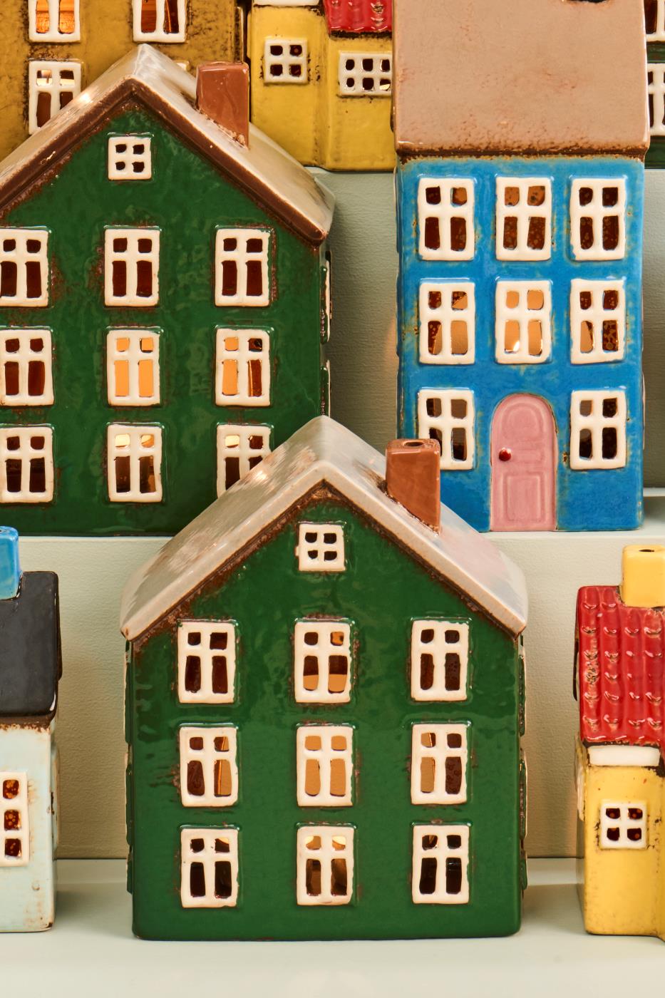 CASA F/TEALIGHT VERTICALE BLU IN CERAMICA IB LAURSEN