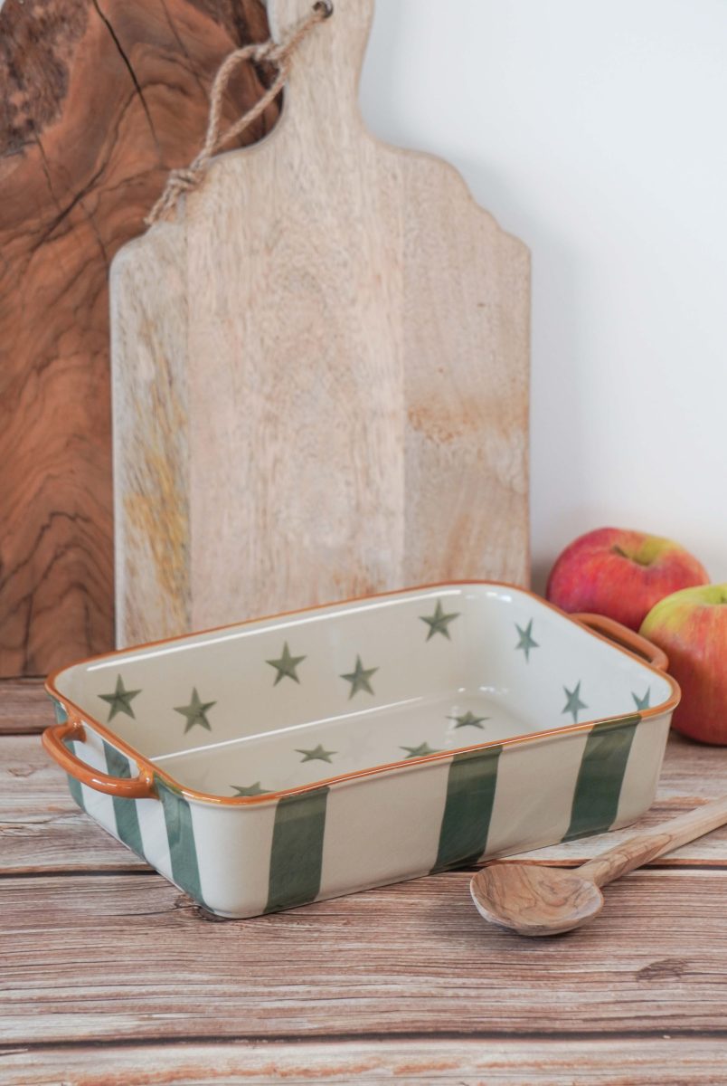 PIATTO PICCOLO VERDE ACCOGLIENTE STELLE 30,1×18,4×6,3 CM ISABELLE ROSE