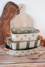 PIATTO PICCOLO VERDE ACCOGLIENTE STELLE 30,1×18,4×6,3 CM ISABELLE ROSE