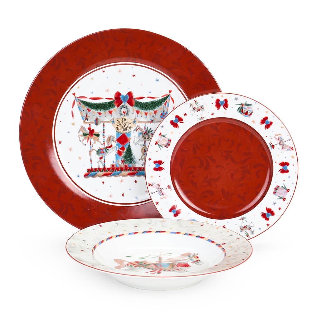 SET 18 PIATTI CON SCATOLA LA GIOSTRA DI AMELIE - NUVOLE DI STOFFA