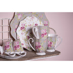 TAZZA E PIATTINO 200 ML VERDE BIANCO PORCELLANA FIORI CLAYRE & EEF