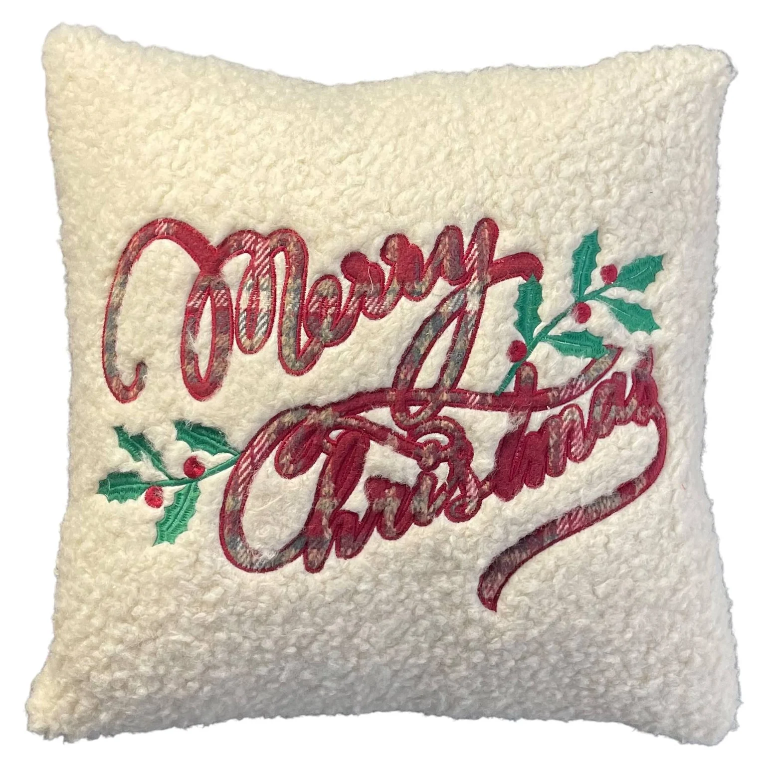 CUSCINO NATALIZIO CON RICAMO MERRY CHRISTMAS "COTTAGE" 45x45 CM - CLODETTE