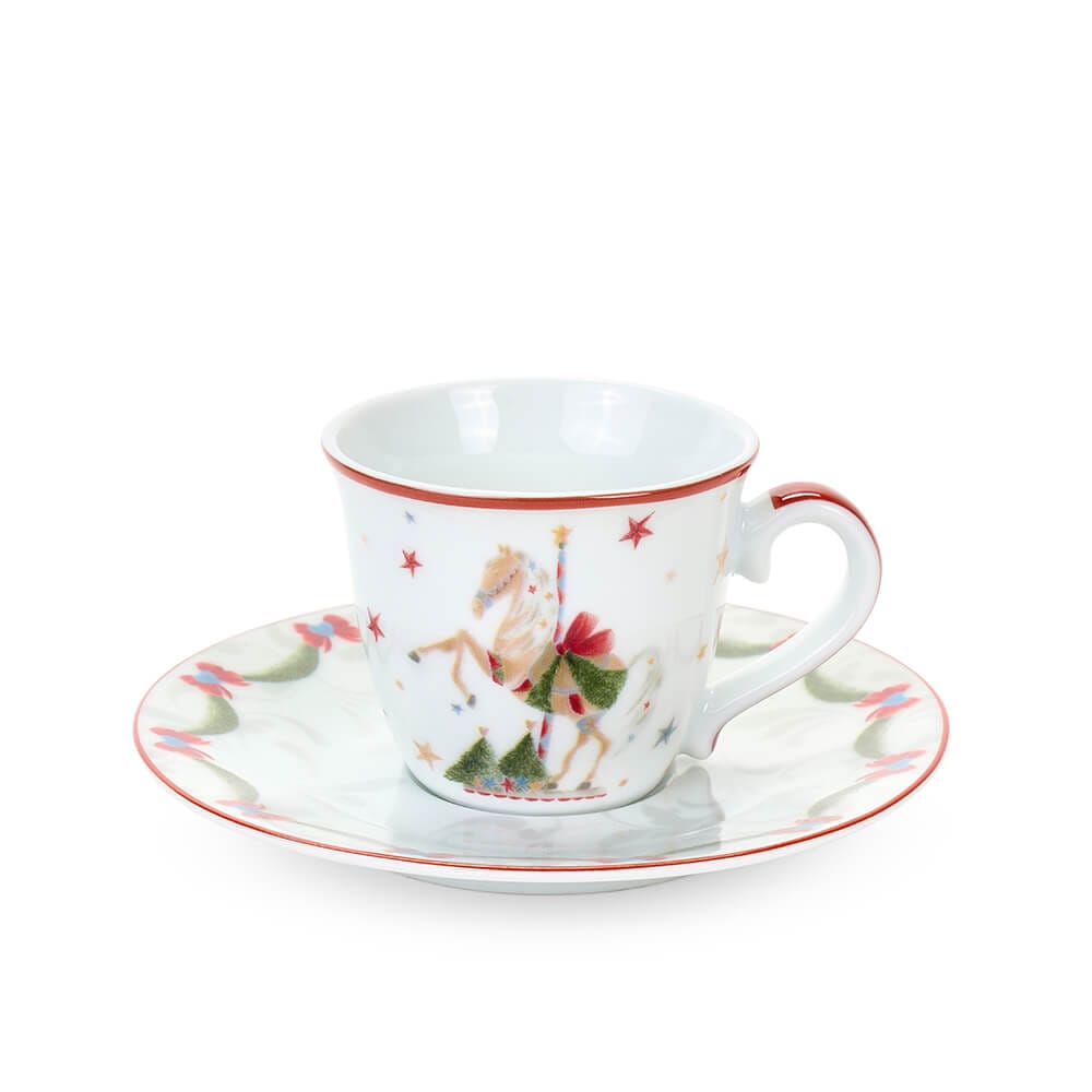 SET 2 TAZZINE CON PIATTINO 90ML LA GIOSTRA DI AMELIE - NUVOLE DI STOFFA