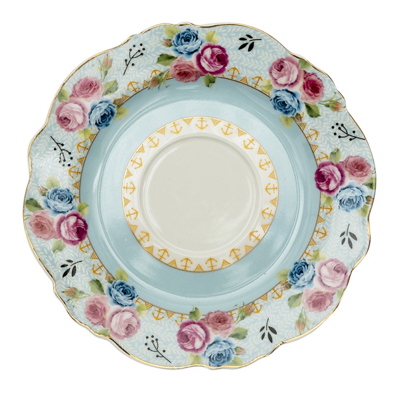 TAZZA E PIATTINO 160 ML BLU BIANCO PORCELLANA FIORI CLAYRE & EEF