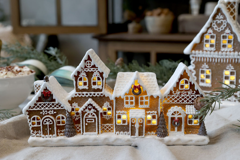 CASA DI PAN DI ZENZERO DI NATALE CON LED CHIC ANTIQUE