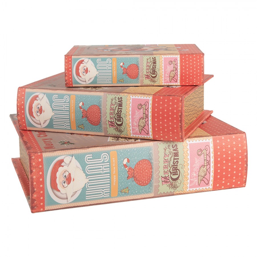 SCATOLA DI ARCHIVIAZIONE SET DI 3 LIBRI BABBO NATALE CLAYRE & EEF