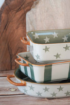 PIATTO QUADRATO VERDE ACCOGLIENTE STELLE 26,2×20,8×6,4 CM ISABELLE ROSE