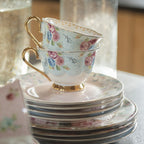 TAZZA E PIATTINO 160 ML BLU BIANCO PORCELLANA FIORI CLAYRE & EEF