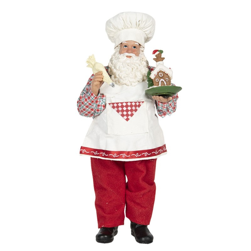 STATUETTA BABBO NATALE 28 CM ROSSO BIANCO TESSUTO CLAYRE & EEF