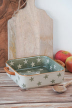 PIATTO QUADRATO VERDE ACCOGLIENTE STELLE 26,2×20,8×6,4 CM ISABELLE ROSE