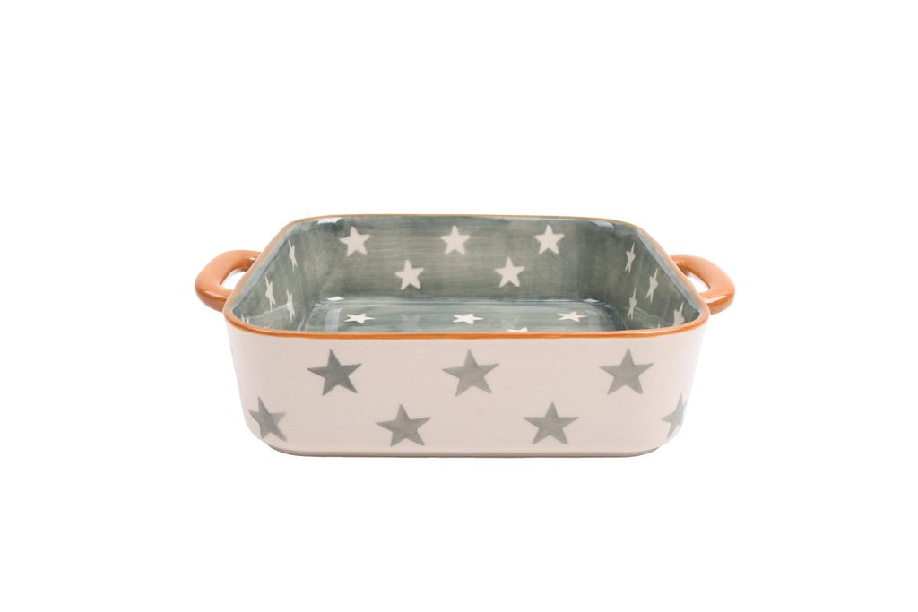 PIATTO QUADRATO VERDE ACCOGLIENTE STELLE 26,2×20,8×6,4 CM ISABELLE ROSE