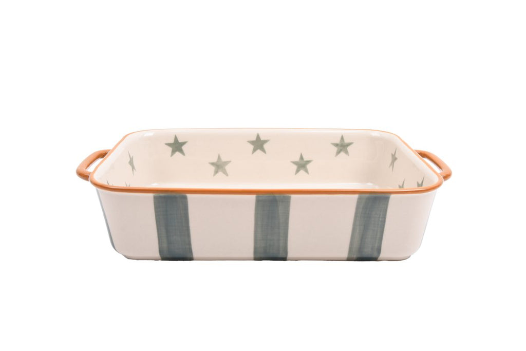 PIATTO PICCOLO VERDE ACCOGLIENTE STELLE 30,1×18,4×6,3 CM ISABELLE ROSE